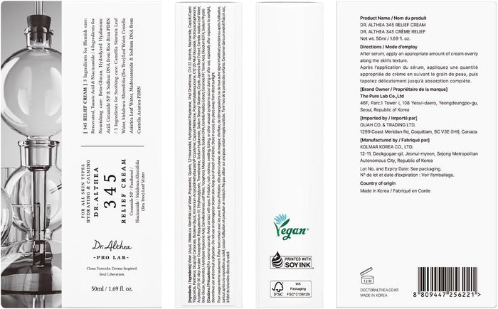 Dr. Althea 345 Relief Cream full ingredient list