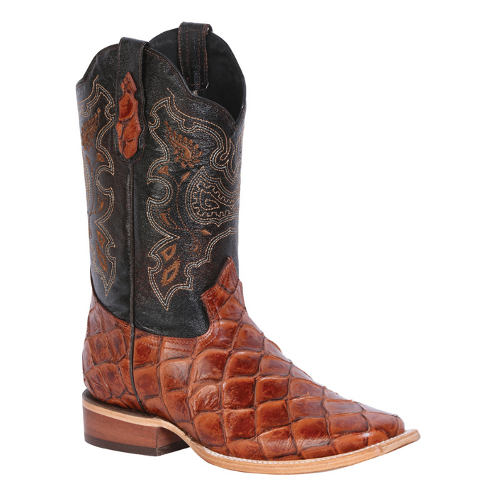El General Rodeo Boot - Imitation  Pirarucu Print - Cognac