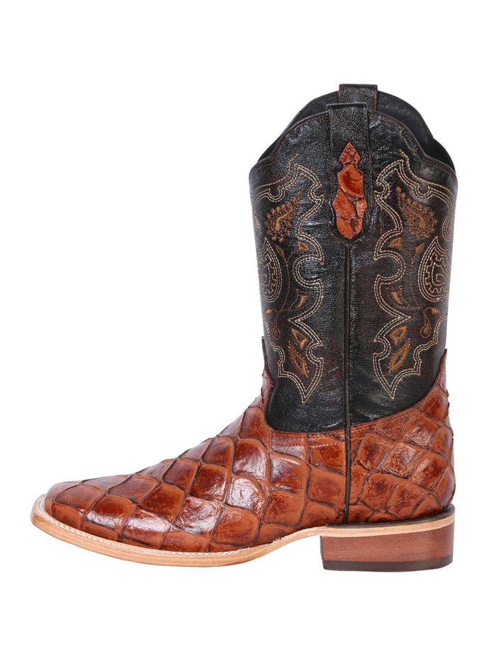 El General Rodeo Boot - Imitation  Pirarucu Print - Cognac
