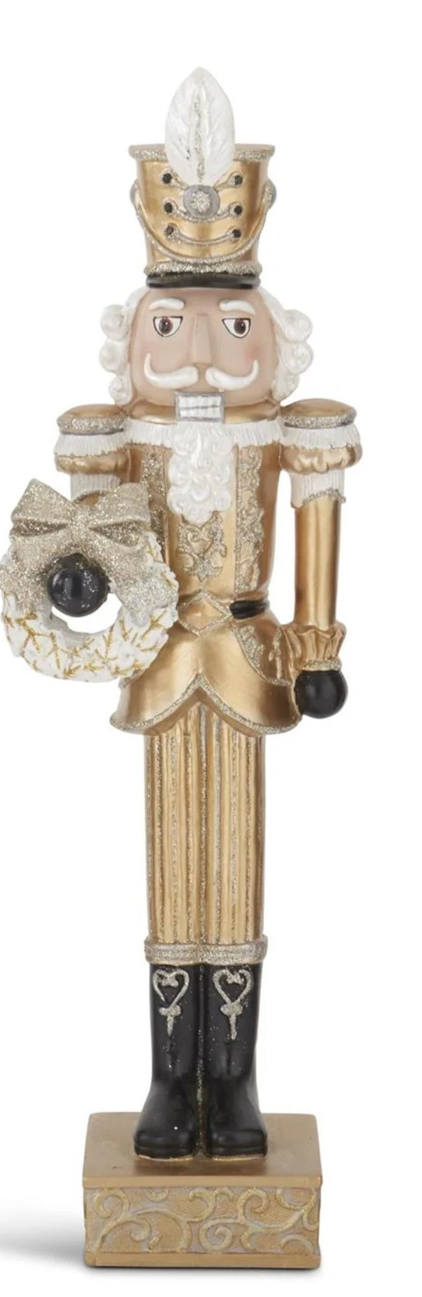 Elegant Gold & Black Nutcracker w/ Wreath