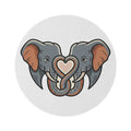 Elephant Heart Round Rug — Cute Elephant Couple Decorative Accent Rug