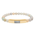 Engravable Natural Stone Bead Bracelet — Stretch Bar Personalized Bracelet