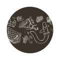 Equestrian Chalkboard Round Rug — Horse Tack Pattern Floor Mat