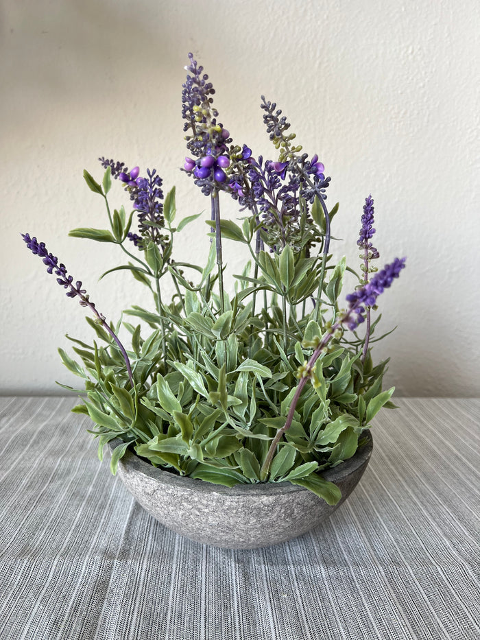 Faux Lavender in Gray Pot