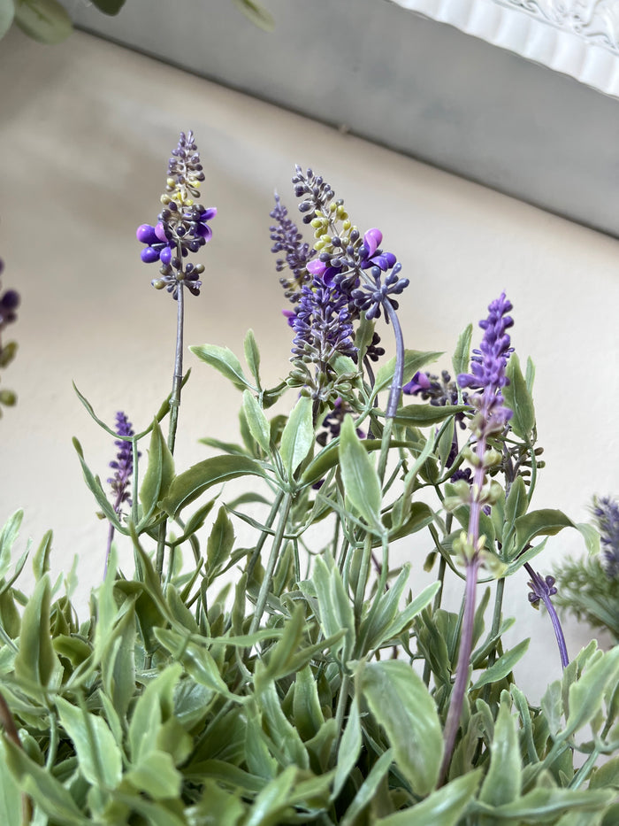 Faux Lavender in Gray Pot