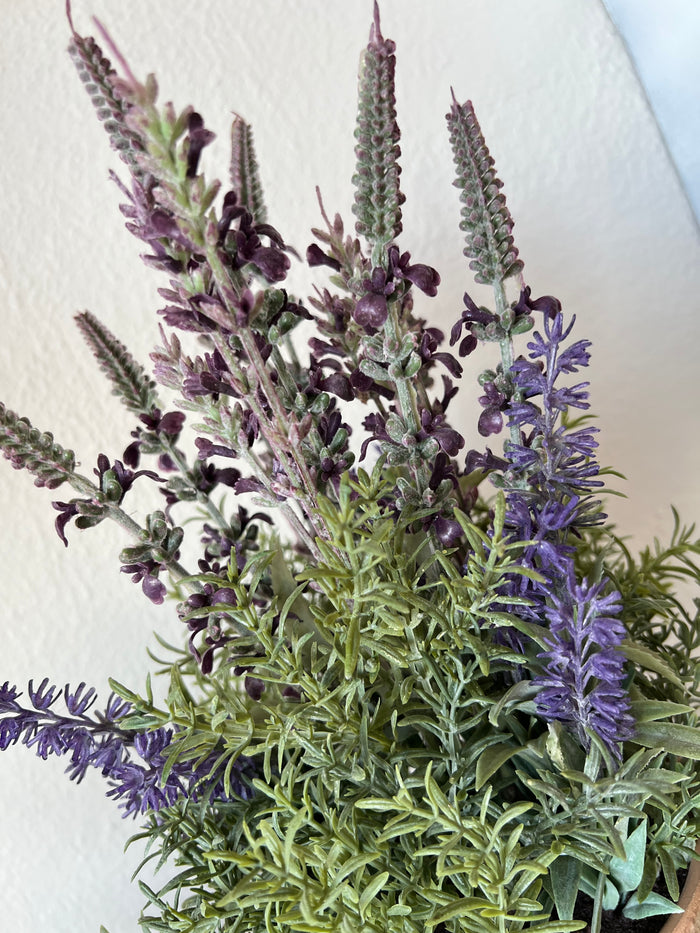 Faux Lavender in Gray Pot