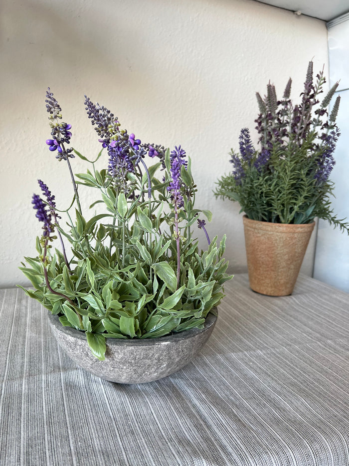 Faux Lavender in Gray Pot