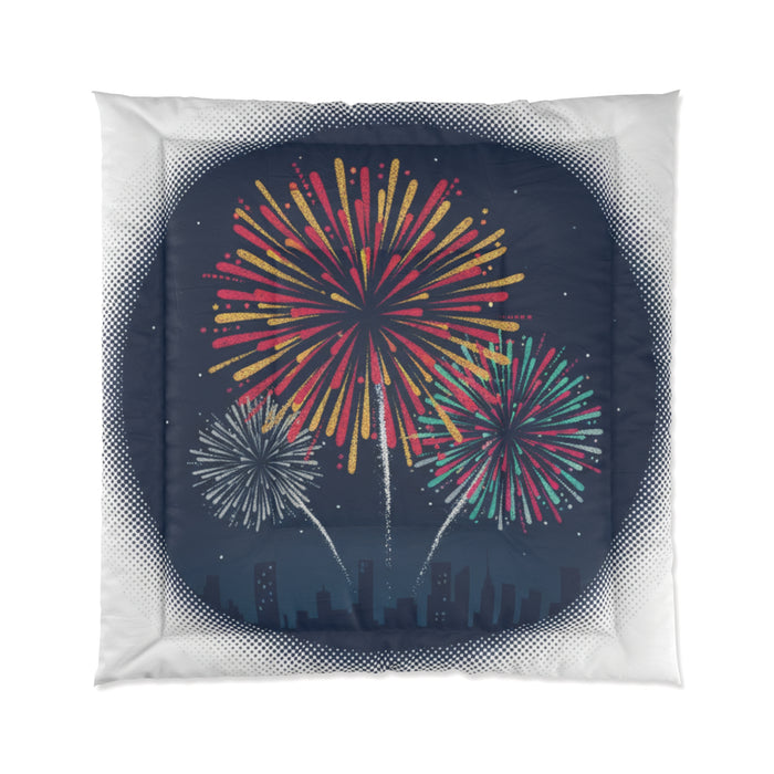Fireworks Comforter – Night Sky Celebration Bedding (Fourth of July, New Year)