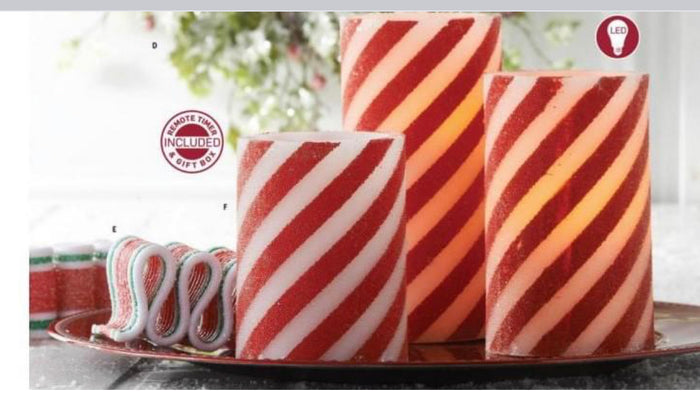Flameless Battery Candy Cane Candles with Timer