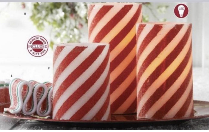 Flameless Battery Candy Cane Candles with Timer