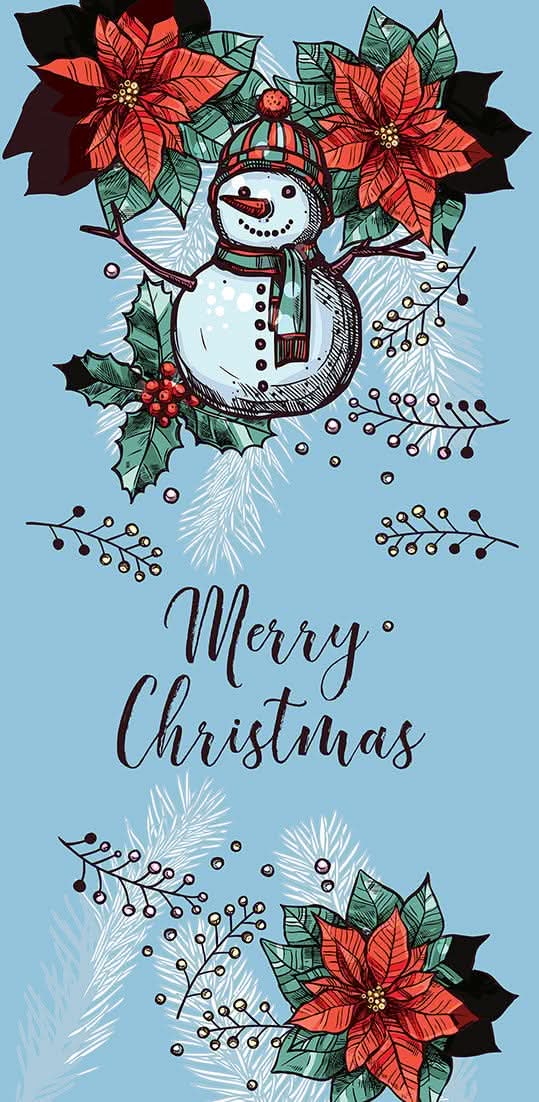 Floral Snowman Single Vinyl Banner Dekra-Lite