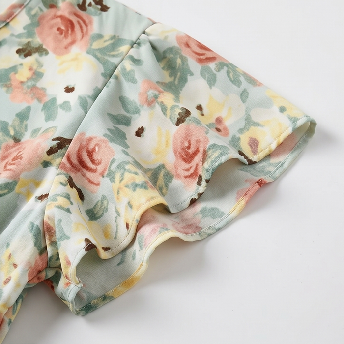 Florenza – Floral V-Neck Smocked Waist Midi Dress