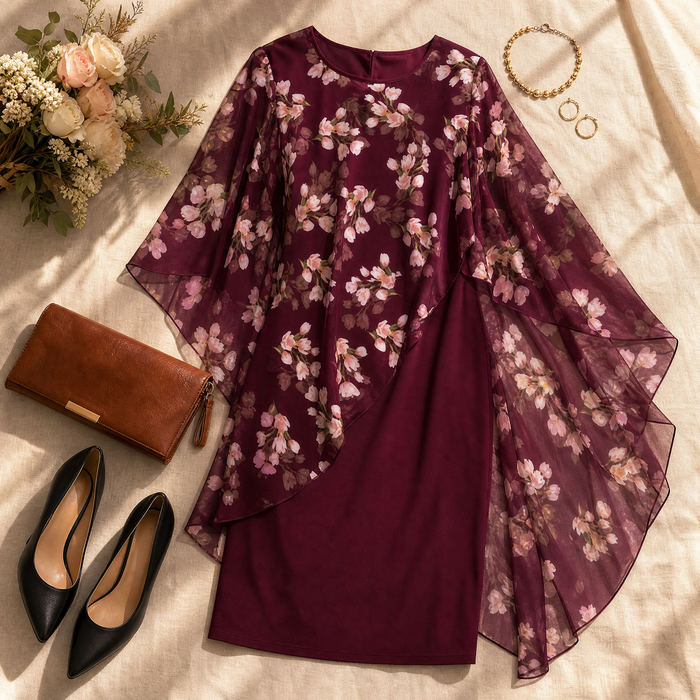 Florevia – Women's Elegant Overlay Sheath Dress