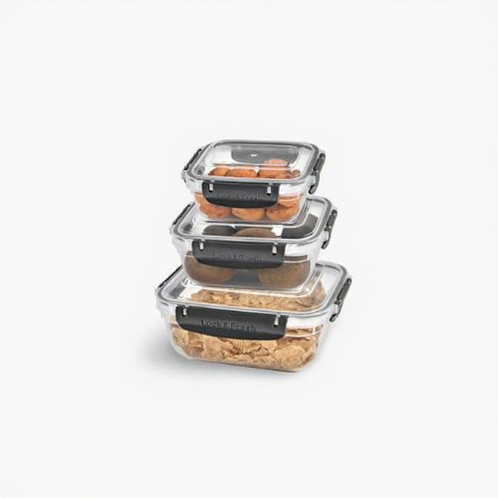Food Storage Set of 3 with Clip Lock Lids, 1.4 L Largest Box