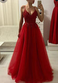 Formal A-line/Princess V Neck Sleeveless Floor-Length Tulle