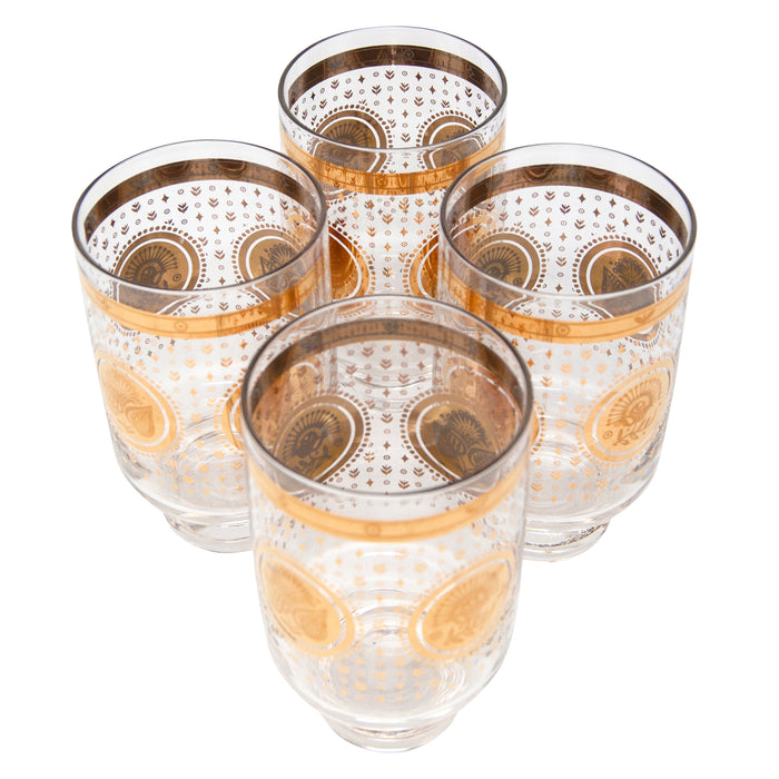 Vintage Georges Briard Gold Flower Footed Collins Glasses Top | The Hour Shop
