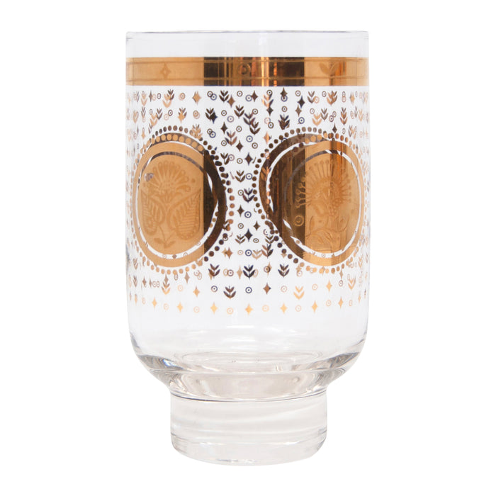 Vintage Georges Briard Gold Flower Footed Collins Glass Front | The Hour Shop