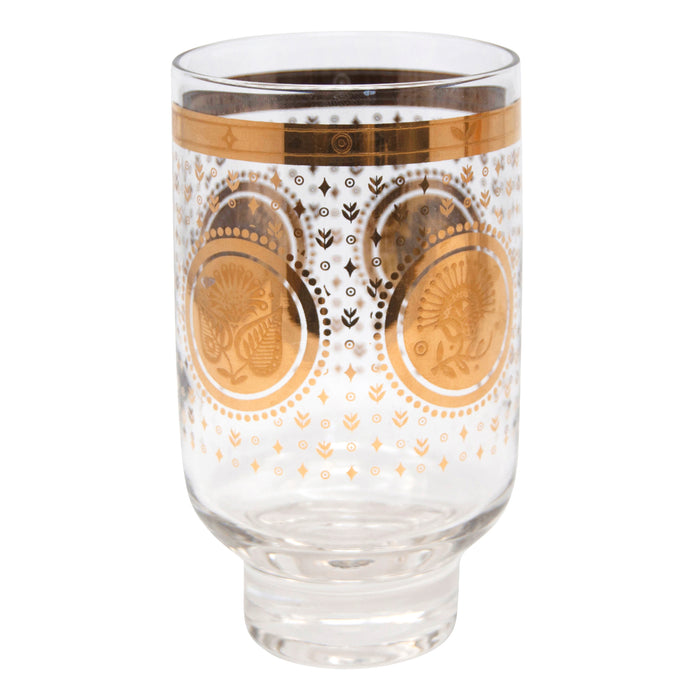 Vintage Georges Briard Gold Flower Footed Collins Glass | The Hour Shop