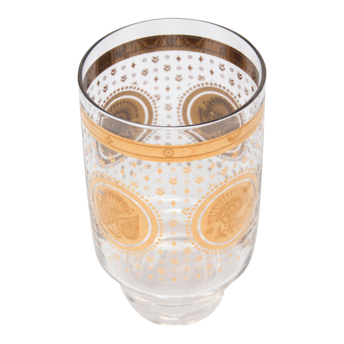 Vintage Georges Briard Gold Flower Footed Collins Glasses Top | The Hour Shop