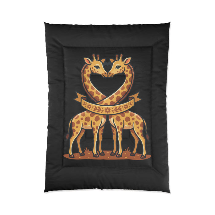 Giraffe Heart Comforter – Cute Matching Giraffes Kids Bedding