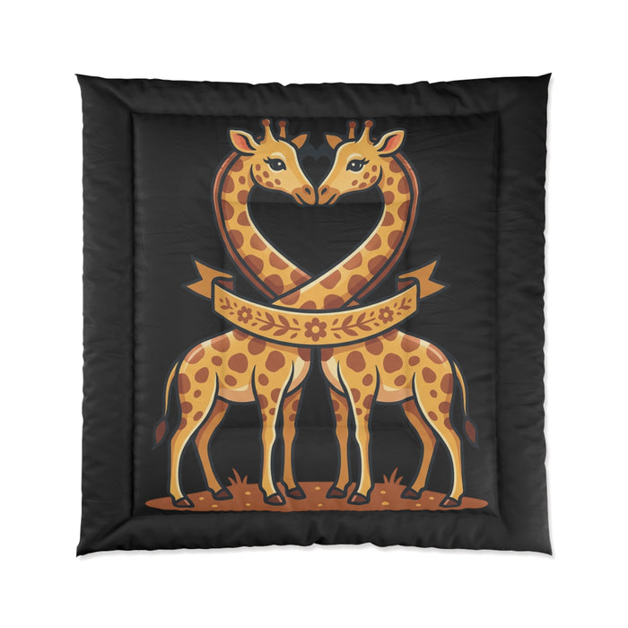 Giraffe Heart Comforter – Cute Matching Giraffes Kids Bedding