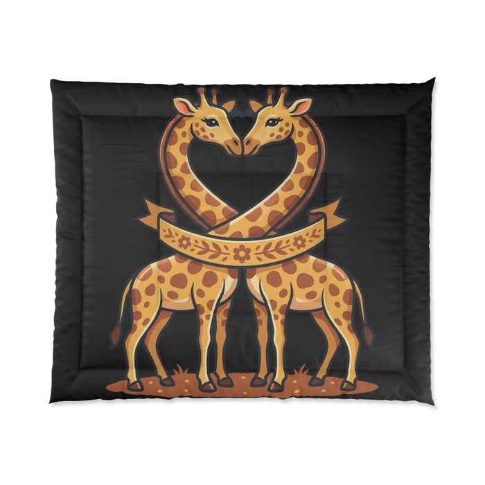 Giraffe Heart Comforter – Cute Matching Giraffes Kids Bedding