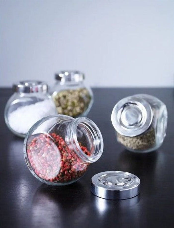 Glass Spice Jar Set of 4 with Wooden Lids for the Pantry