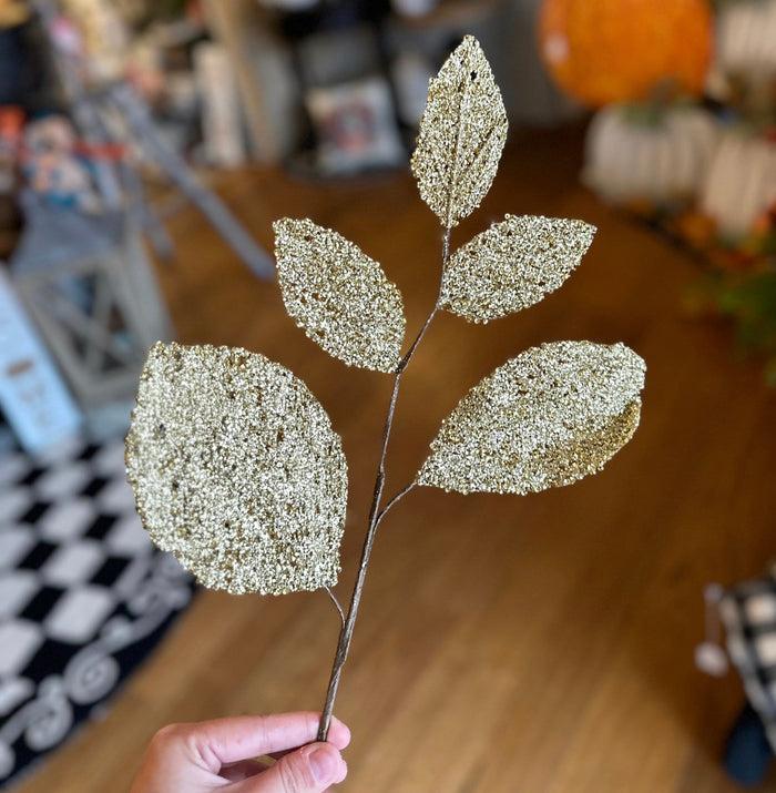 Gold Magnolia Sparkling Stems Pack of 3
