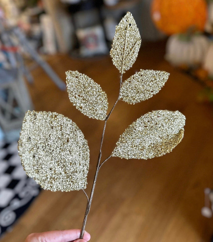 Gold Magnolia Sparkling Stems Pack of 3