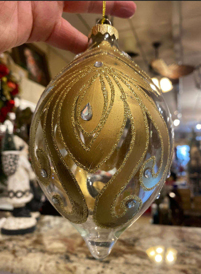Gold Ornate Embellished Ornaments Set of 2