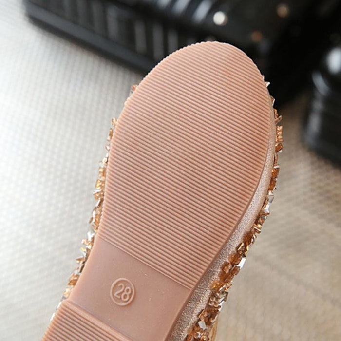 Gold / Silver / Pink Leather Bow Sequin Flower Girl Shoes