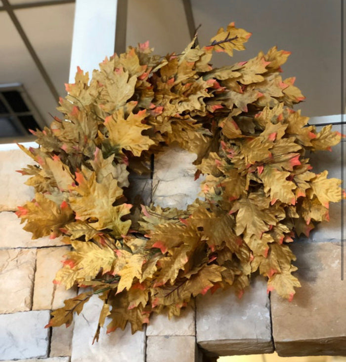 Golden Maple Leaf Wreath 30” – Luxe Fall Door