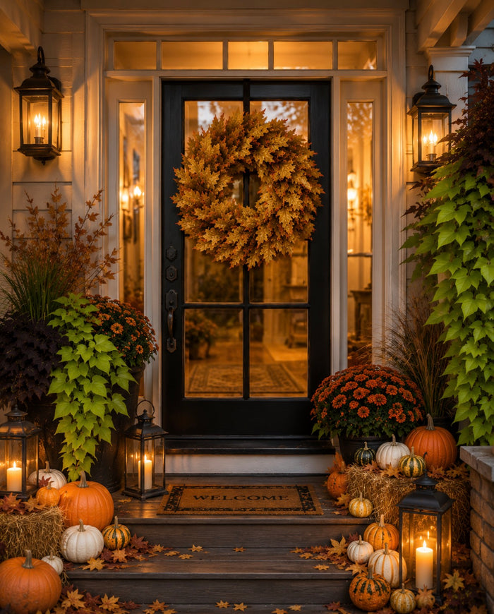 Golden Maple Leaf Wreath 30” – Luxe Fall Door