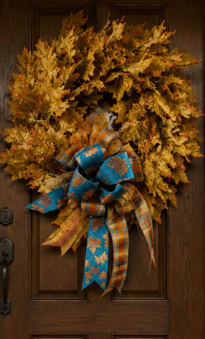 Golden Maple Leaf Wreath 30” – Luxe Fall Door
