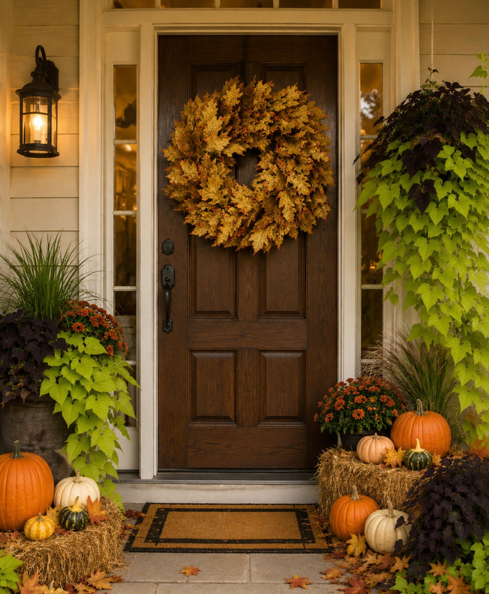 Golden Maple Leaf Wreath 30” – Luxe Fall Door