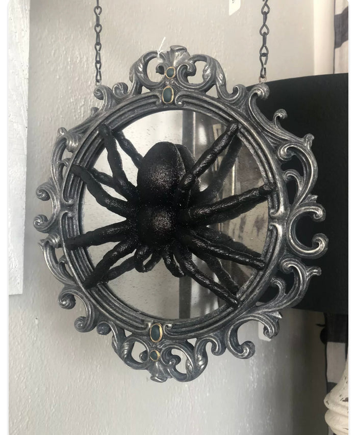 Gothic Spider Victorian Style Frame Arrow Replacement Mirrored Spider Double Sided Spooky Hanging Sign