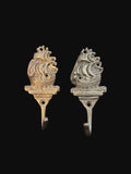 #Half Moon Ship Wall Hooks Pair Nautical Maritime Coat Hooks - Annapolis Maritime Antiques