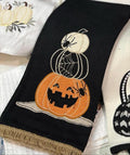 Halloween Jack-o-Lantern Stitched Black Towel