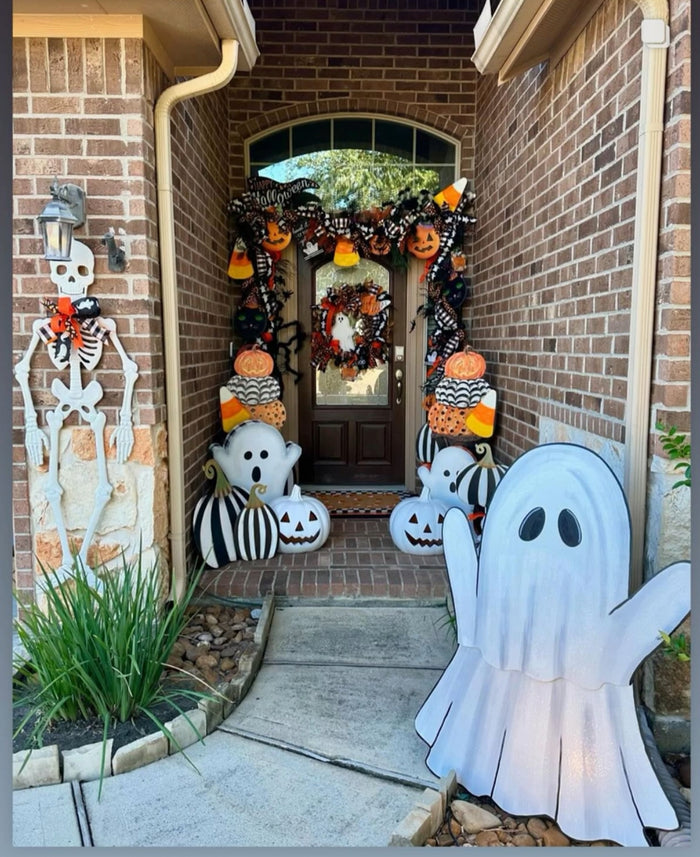 Halloween Large White Ghost Metal Stake Outdoor or Indoor