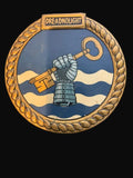 #Hand-Painted Dreadnought Naval Crest Plaque – Wooden Maritime Display Emblem - Annapolis Maritime Antiques