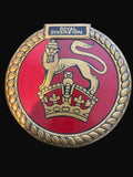 #Hand-Painted HMS Royal Sovereign Naval Crest Plaque – Wooden Maritime Display Emblem - Annapolis Maritime Antiques