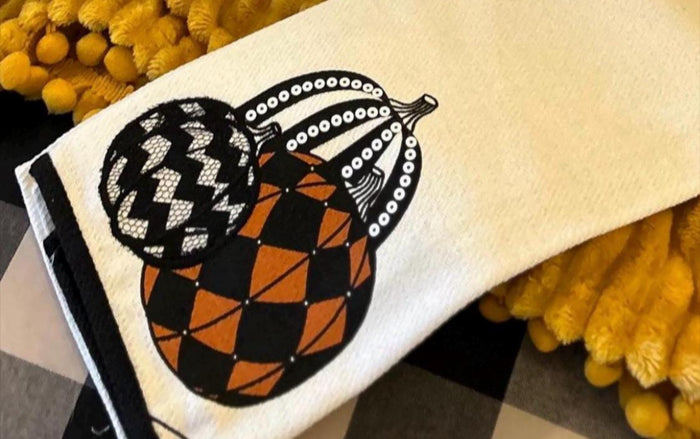 Harlequin, Chevron, Sequins Halloween White Orange & Black Towel