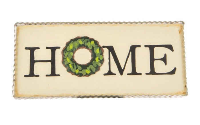 Home Metal Display Magnet Board with Attached Easel and Green Wreath Magnet