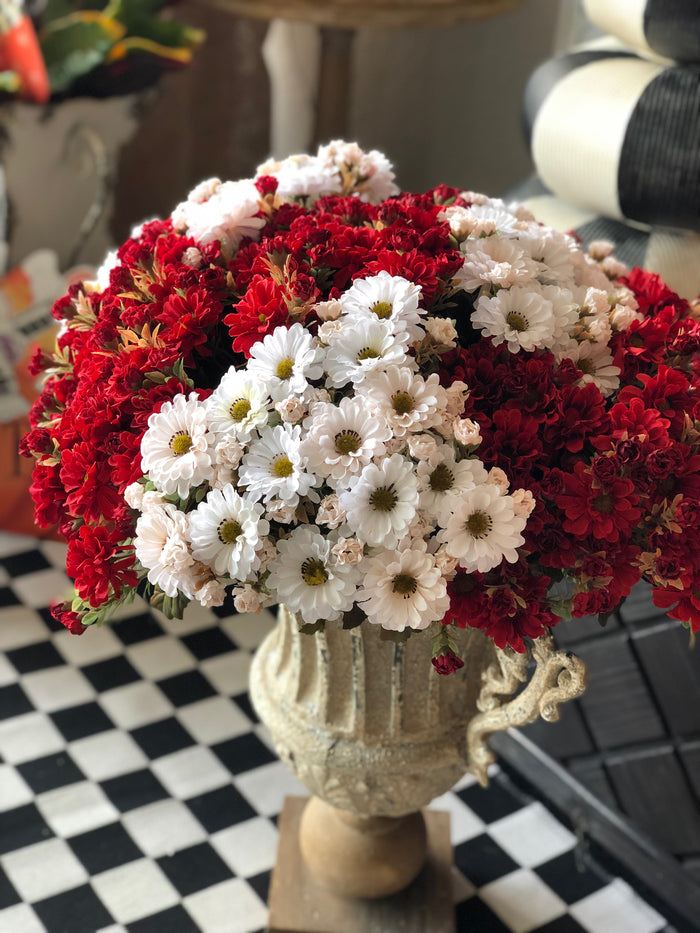Fall Autumn Faux White Mum Bush