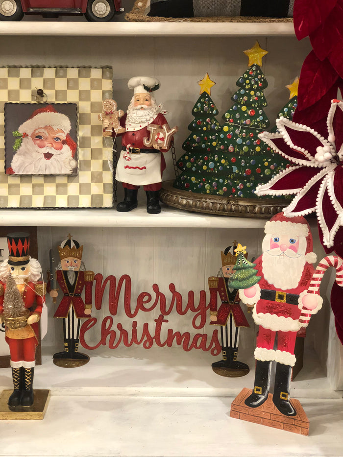 Small Nutcracker Santa Metal Stake Christmas