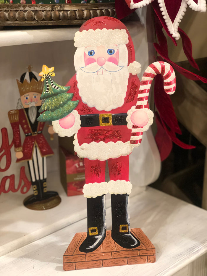 Small Nutcracker Santa Metal Stake Christmas