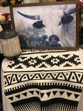 Black & Cream Aztec Boho Runner 2’x4.3’