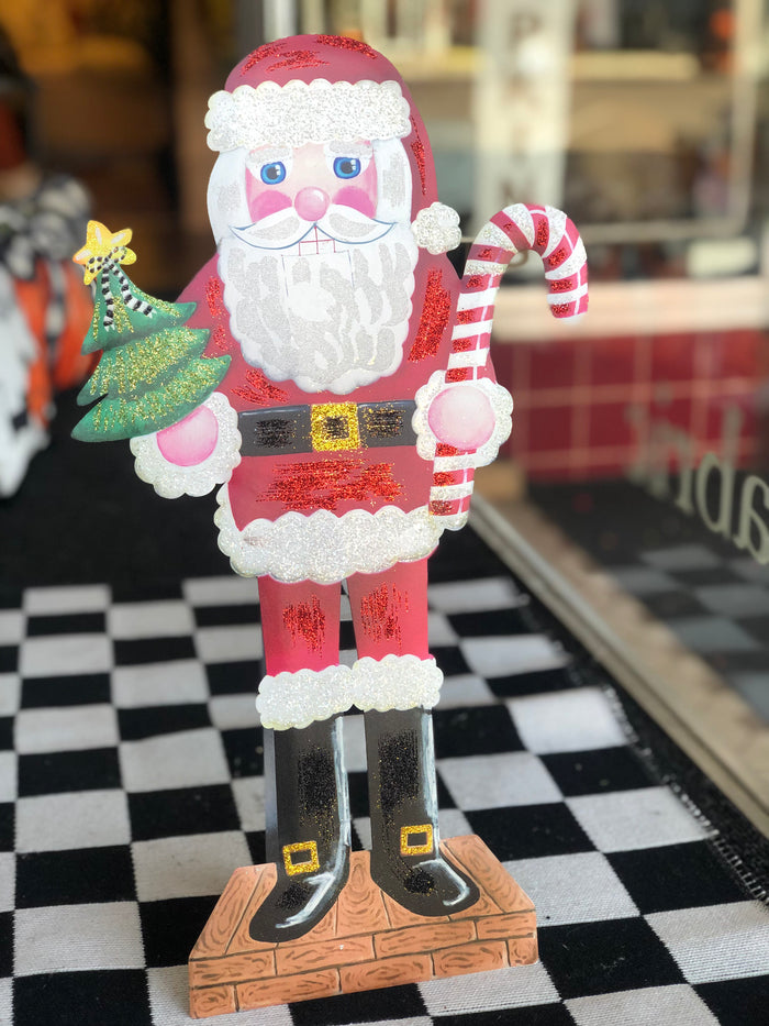 Small Nutcracker Santa Metal Stake Christmas
