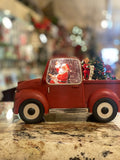 Red Farmhouse Truck LED Snow Globe with Santa Claus