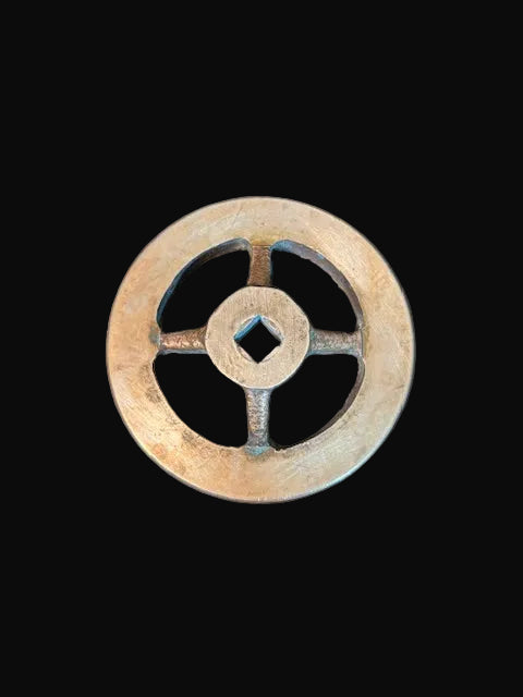 #Industrial Brass Valve Handwheel – Machined 4-Spoke Valve Wheel – Industrial Decor - Annapolis Maritime Antiques